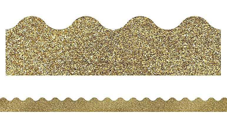 Carson-Dellosa Sparkle And Shine Scalloped Borders, 2 1/4" x 36", Gold Glitter, Preschool - Grade 8, Pack Of 13 Borders