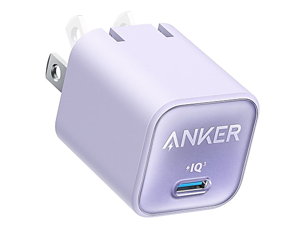 Anker Series 5 511 Power adapter nano 3 30 Watt 24 pin USB C lilac purple -  Office Depot