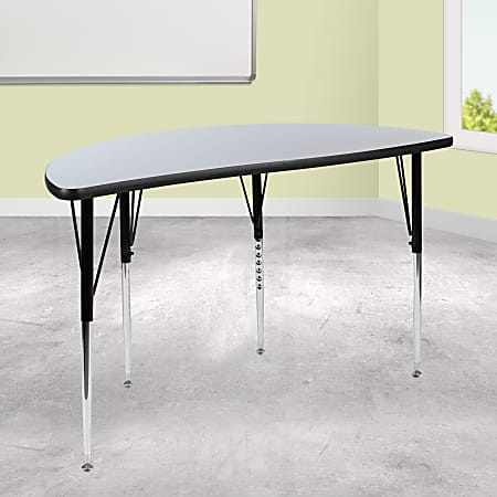 Flash Furniture 47-1/2" Half Circle Wave Flexible Collaborative Thermal Laminate Activity Table, Gray