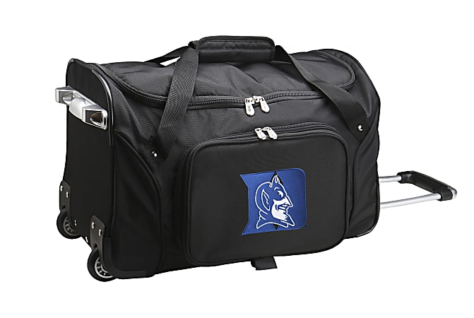 Denco Sports Luggage Rolling Duffel Bag, Duke Blue Devils, 22"H x 12"W x 12"D, Black