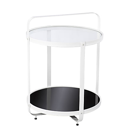 SEI Furniture Vimmerly Glass-Top End Table, 27"H x 20"W x 20"D, White/Black