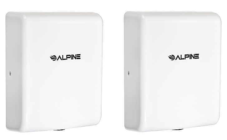 Alpine Industries Willow Commercial High-Speed Automatic Electric Hand Dryers, White, Pack Of 2 Dryers