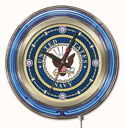 Holland Bar Stool Logo Clock, 15"H x 15"W x 3"D, U.S. Navy