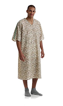 Medline PerforMAX IV Patient Gowns, Royale Sage/Beige, Pack Of 12
