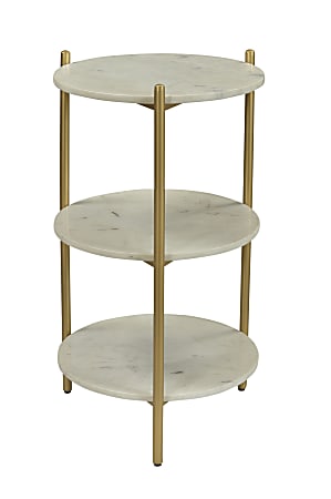 Coast to Coast Rocco End Table, 29"H x 16"W x 16"D, White Marble/Gold