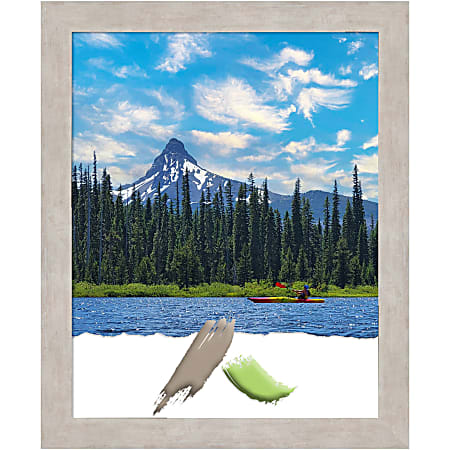 Amanti Art Marred Silver Wood Picture Frame, 19" x 23", Matted For 16" x 20"