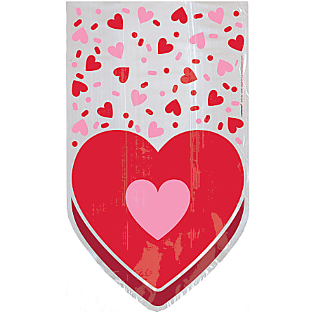 Amscan Valentines Day Cello Bags, Medium, Red Hearts, 20 Bags Per Pack, Set Of 5 Packs