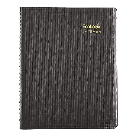 2025 Brownline EcoLogix Weekly Appointment Planner, 11" x 8-1/2, 100% Recycled, Black, January To December, CB425W.BLK