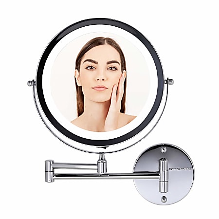 Ovente Wall-Mounted Vanity Makeup Mirror, 8-1/2", Chrome
