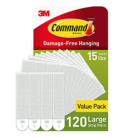Command Large Picture Hanging Strips, 120 Pairs (240 Command Strips), Damage Free, Use to Hang Dorm Decorations, White