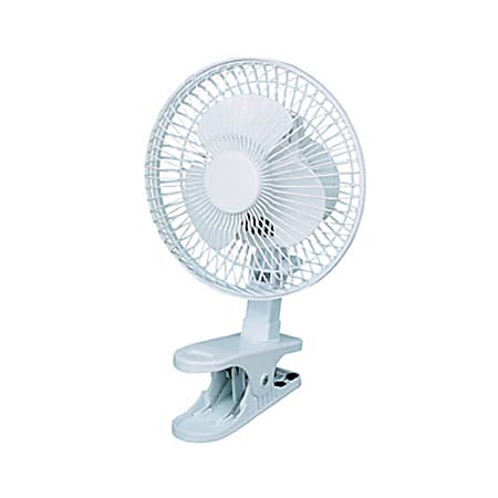 Optimus Personal Clip-On Fan, 9"H x 6"W x 6"D, White