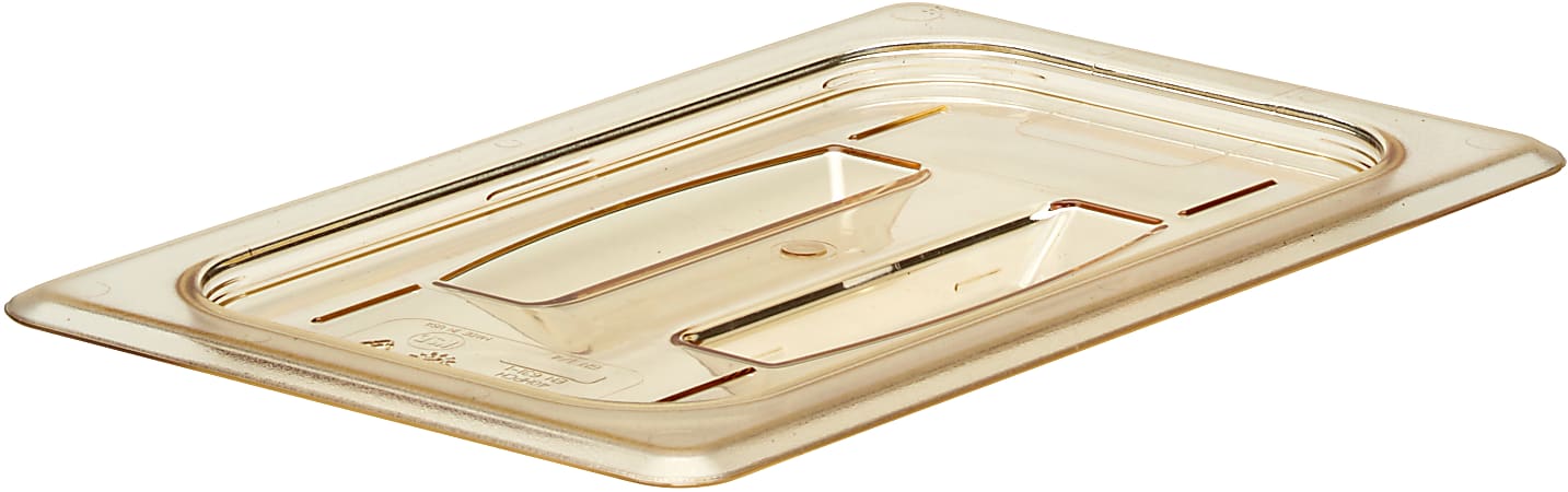 Cambro Camwear 1/4 H-Pan Food Pan Lids With Handles, Amber, Set Of 6 Lids