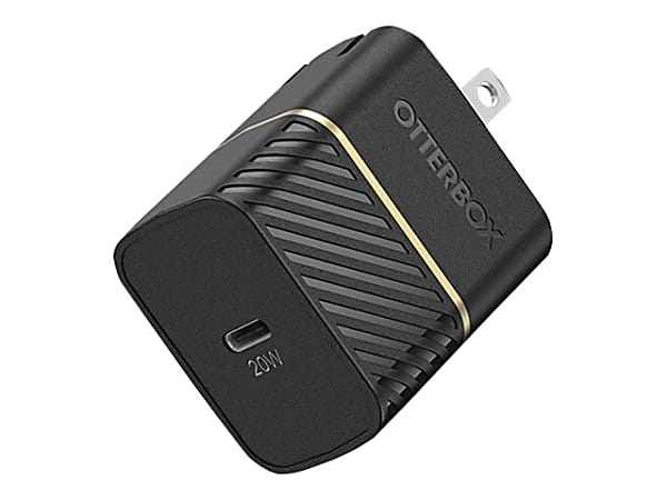 OtterBox USB-C to USB-C Fast Charge Wall Charging Kit, 20W - 20 W - 120 V AC, 230 V AC Input - 5 V DC, 9 V DC Output - 3 A - Black Shimmer - 1