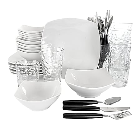 Gibson All U Need 48-Piece Ceramic Dinnerware Combo Set, White