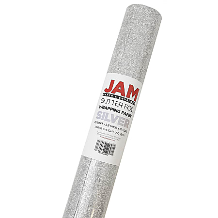 JAM Paper Wrapping Paper Glitter 25 Sq Ft Silver - Office Depot