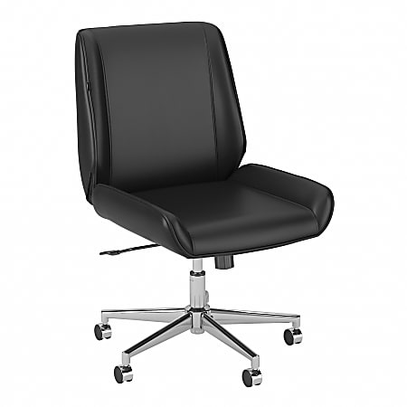 Bush® Business Furniture Bay Street Wingback Leather Office Chair, Black, Standard Delivery