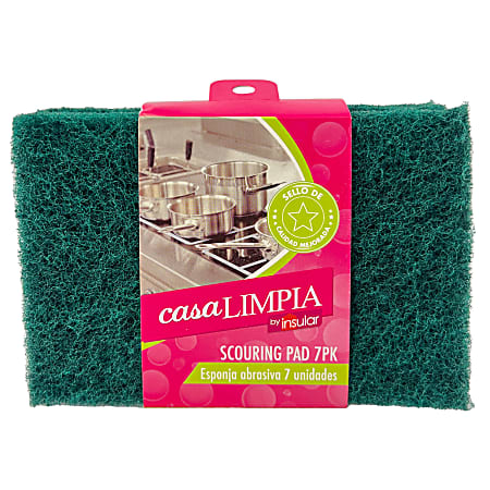 Casa Limpia Abrasive Sponges, 6" x 4", Green, Pack Of 7 Sponges