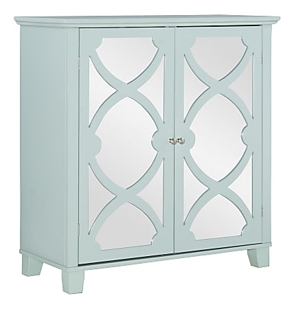 Linon Home Decor Products Addy 2-Door 36"W Large Cabinet, Seafoam