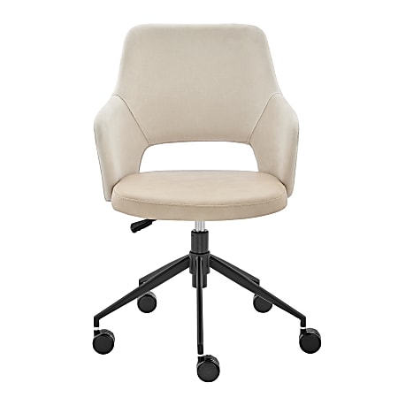 Eurostyle Darcie Faux Leather/Fabric Mid-Back Office Chair, Light Beige/Black