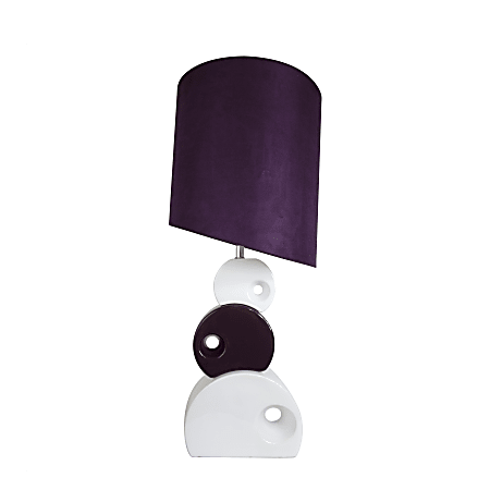 Elegant Designs Stacked Circle Ceramic Table Lamp, 29"H, Purple Shade/Purple and White Base