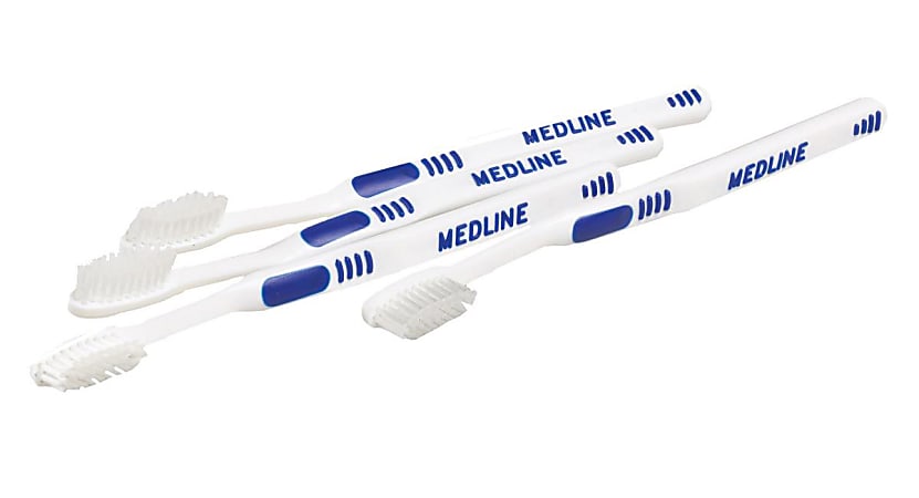 Medline Premium Adult Toothbrushes, White, Pack Of 144