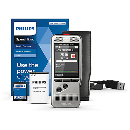 Philips Pocket Memo Voice Recorder (DPM6000) - microSD, microSDHC Supported - 2.4