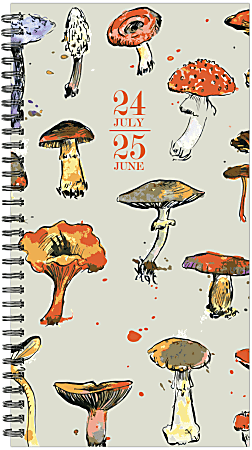 2024-2025 Willow Creek Press Academic Weekly/Monthly Spiral Planner, 3-1/2" x 6-1/2", Cottage Mushrooms, July To June, 47705