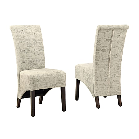 Monarch Specialties Evelyn Fabric Dining Chairs, Beige/Cappuccino, Set Of 2 Chairs