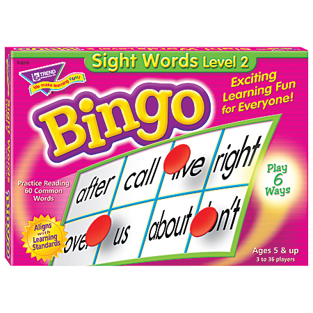 Trend Sight Words Level 2 Bingo Game, Grades K To 2