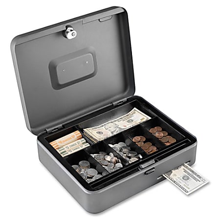 Steelmaster Cash Slot Security Boxes - 2 Bill - 5 Coin - Steel - Gray - 3.2" Height x 11.8" Width x 9.4" Depth