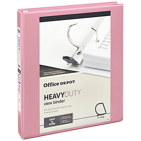 Office Depot® Brand Durable View Round-Ring Binders, 1-1/2 Round Rings,  49% Recycled, Pink 