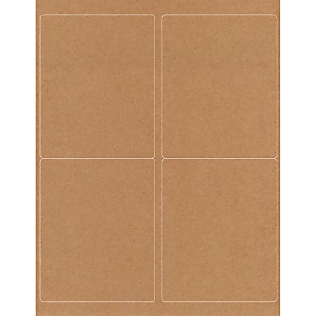 ReBinder™ Adhesive Labels, 4" x 5", Brown Kraft, 4 Labels Per Sheet, Pack Of 25 Sheets
