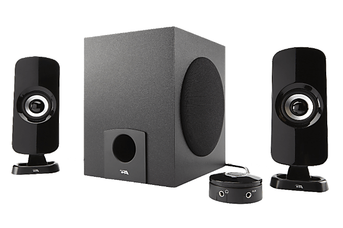 Cyber Acoustics 2.1 3-Piece Flat Panel Computer Speakers With Subwoofer, Black