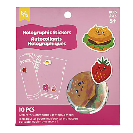 Little Yellow Bicycle Holographic Stickers, Kawaii Food, Sheet Of 10 Stickers