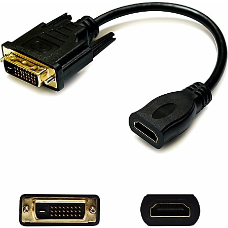 AddOn 8in DVI-D Male to HDMI Female Black