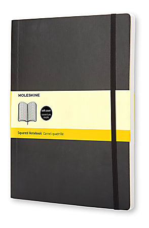 Moleskine Classic Soft Cover Notebook, 7-1/2" x 10", Square Ruled, 192 Pages (96 Sheets), Black