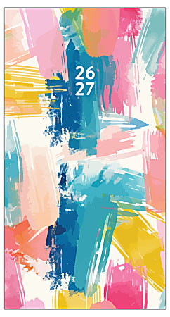 2026-2027 Willow Creek Press 2-Year Monthly Checkbook/Calendar, 3-1/2" x 6-1/2", Painted Pastel, January 2026 To December 2027, 57650