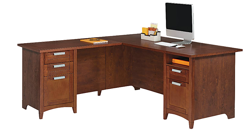 Realspace® Marbury L-Shaped Desk, Auburn Brown