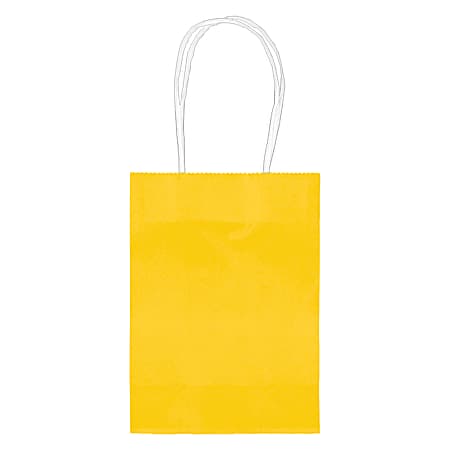 Amscan Kraft Paper Bags, 5-1/8"H x 4"W x 2"D, Sunshine Yellow, Pack Of 24 Bags