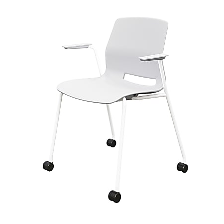 KFI Studios Imme Stack Chair With Arms And Caster Base, White