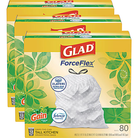 Glad OdorShield 13-gallon Gain Scent Trash Bags - 13 gal Capacity - 23.75"x 25.38" - 0.72 mil (18 Micron) Thickness - 78900