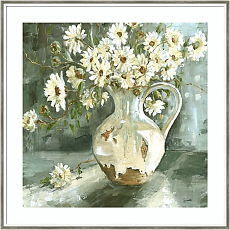 Amanti Art Sunshine And Daisies Vase by Tre Sorelle Studios Wood Framed Wall Art Print, 33”W x 33”H, White