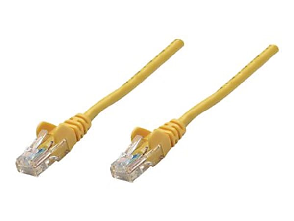 Intellinet Network Patch Cable, Cat5e, 2m, Yellow, CCA, U/UTP, PVC, RJ45, Gold Plated Contacts, Snagless, Booted, Lifetime Warranty, Polybag - Patch cable - RJ-45 (M) to RJ-45 (M) - 6.6 ft - UTP - CAT 5e - molded, snagless - yellow