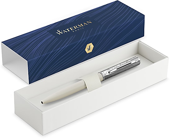 Waterman® Allure Deluxe Ballpoint Pen, Medium Point, 0.7 mm, White Lacquer Barrel, Blue Ink