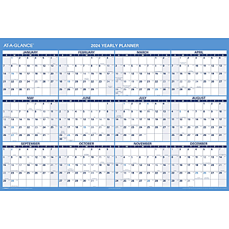 2023-2024 AT-A-GLANCE® Reversible/Erasable Horizontal Academic/Regular Year Wall Calendar, 48" x 32", January to December 2024/July 2023 to June 2024, PM326S28