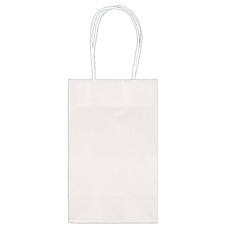 Amscan Paper Solid Cub Gift Bags, Small, Frosty White, Pack Of 40 Bags