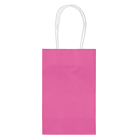 Amscan Paper Solid Cub Gift Bags, 8-1/4"H x 5-1/4"W x 3-1/4"D, Bright Pink, Pack Of 40 Bags