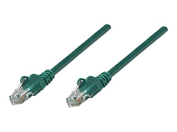 Intellinet Network Patch Cable, Cat5e, 2m, Green, CCA, U/UTP, PVC, RJ45, Gold Plated Contacts, Snagless, Booted, Lifetime Warranty, Polybag - Patch cable - RJ-45 (M) to RJ-45 (M) - 6.6 ft - UTP - CAT 5e - molded, snagless - green