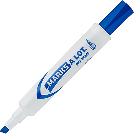 Avery® Desk Style Dry Erase Markers - Chisel Marker Point Style - Blue - White Barrel - 12 / Dozen