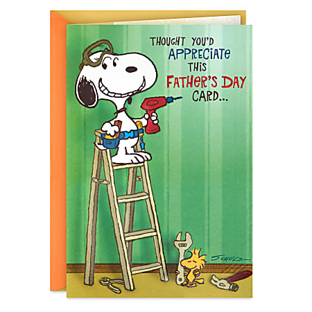 Hallmark Peanuts Funny Father's Day Card (Snoopy and Woodstock Fixer-Upper)